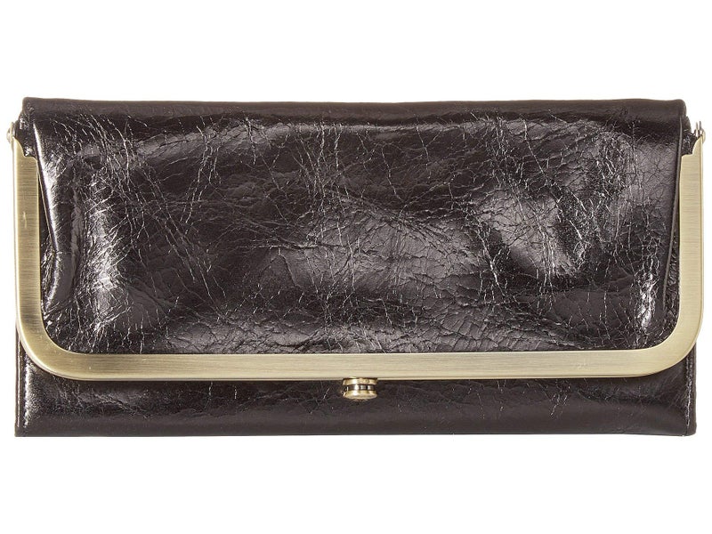 HOBO Rachel Leather Trifold Continental Wallet has a Vintage-Inspired Aesthetic, Frame Closure, Money Slot, Card Organizer, Slip Pocket, and Small Mirror, Black - Image 4